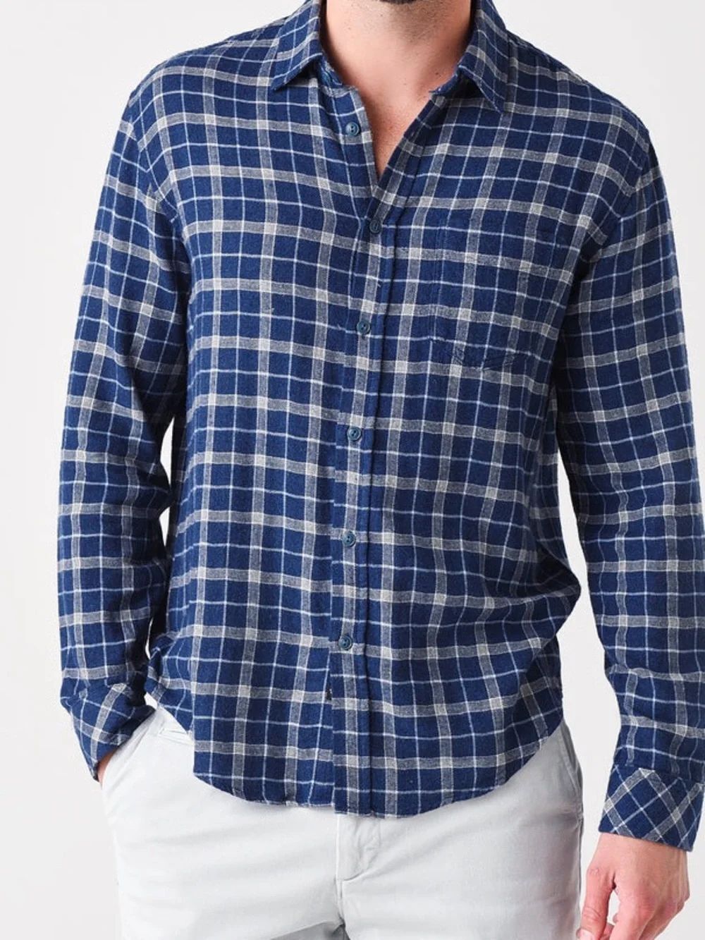 Rails Lennox Button Down Shirt Large Blue Plaid Lightweight Cotton Long Sleeve